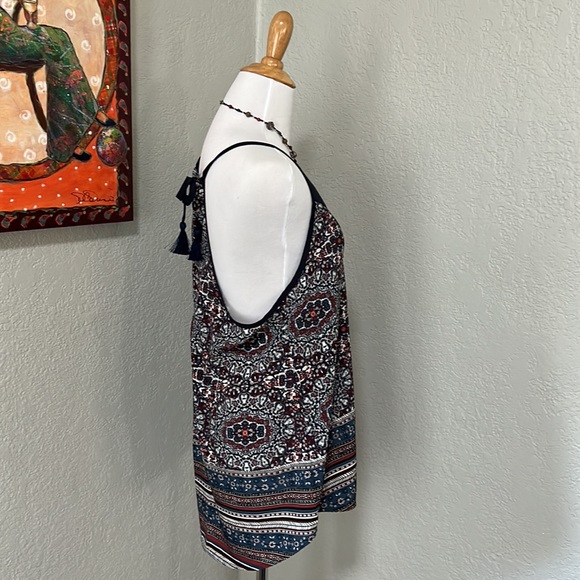 Athleta Medallion Dunes Halter top size Medium GUC navy blue - Picture 3 of 4